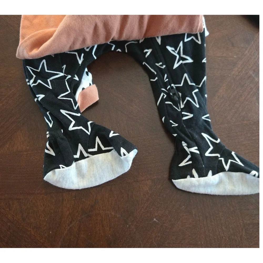Cloud Island 3 Pack Baby Sleep and Play Stars Hearts Peach Black 3-6M NEW